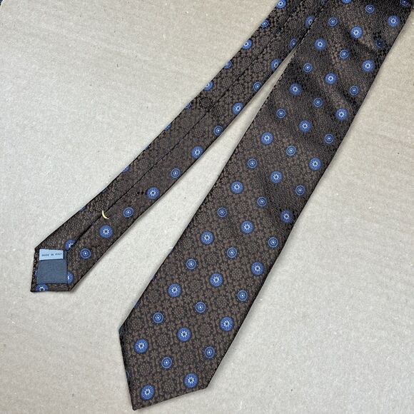 Canali Tie 59” x 3” Silk Bronze Floral Geometric Made In Italy - Picture 1 of 6